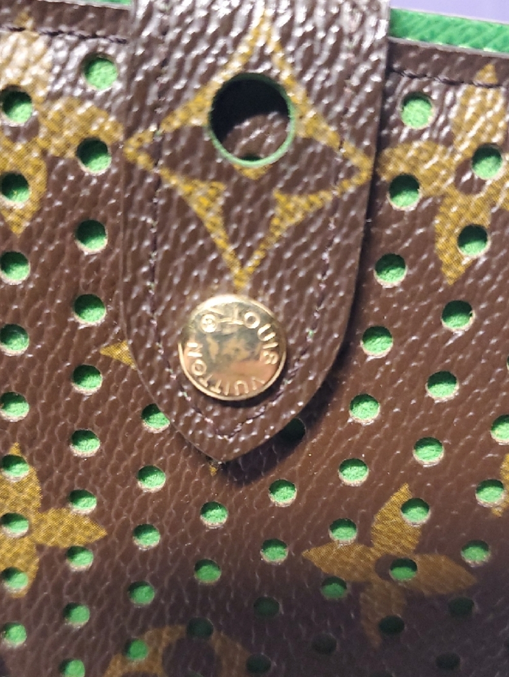 Authentic Louis Vuitton Brown Monogram Wallet with Green Accents - Picture 9 of 16